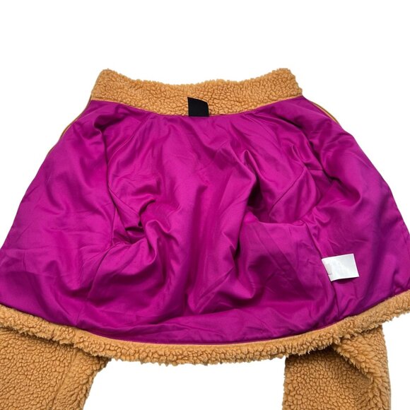 Nike Swoosh Sherpa Full Zip Cropped Jacket Tan Size Small - Picture 11 of 12